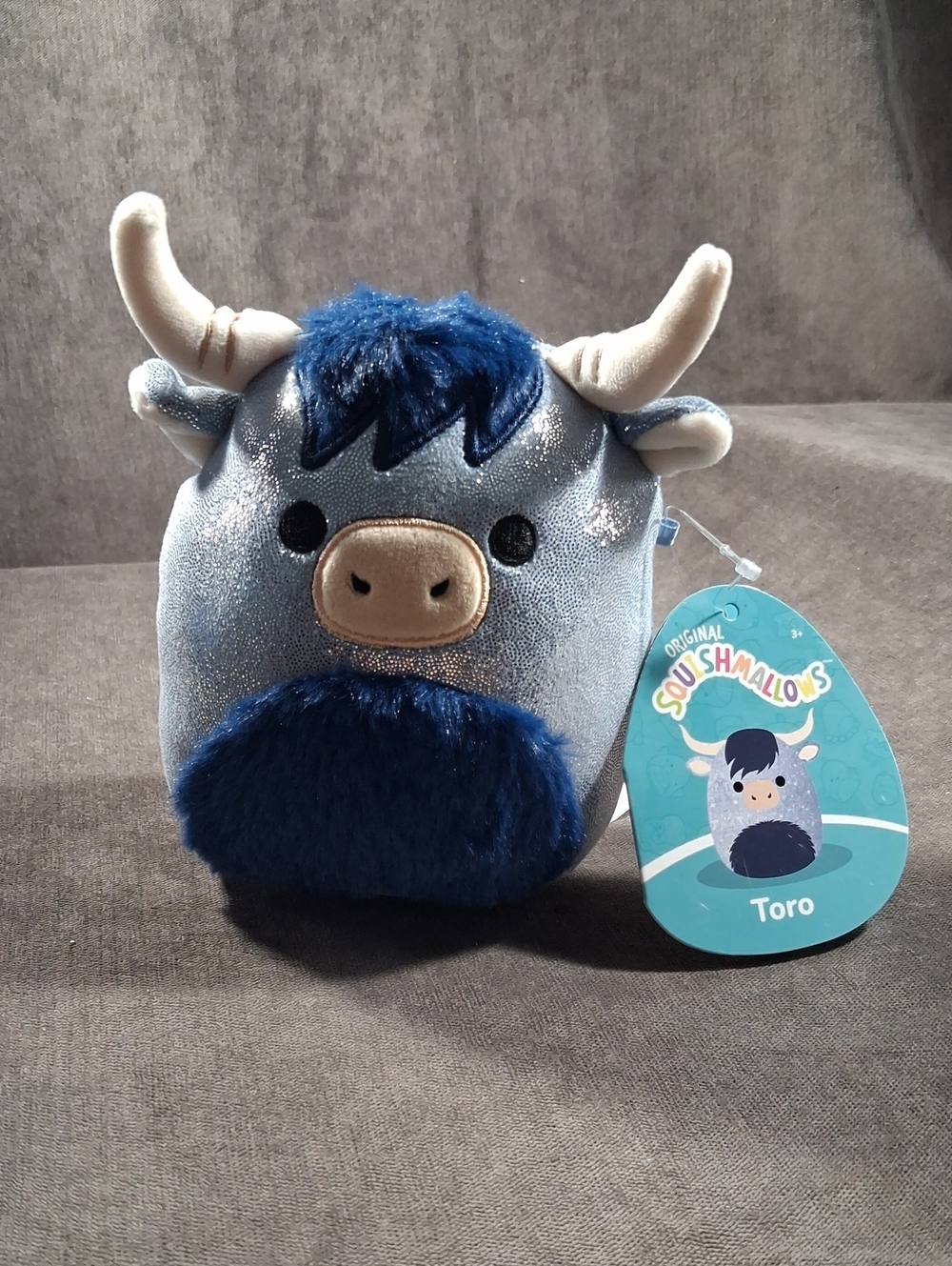Squishmallows 5" Toro The Highland Cow Sparkly Light + Dark Blue Plush Toy NWT